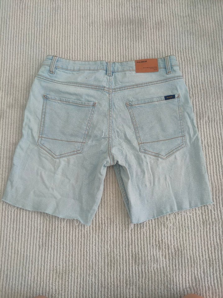 Pull and Bear Açık Mavi Mini Denim Şort - Görsel 3