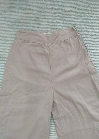 Pudra  Pamuk Kumaş Bol Paça Pantolon - Görsel 3