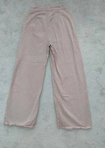 Pudra  Pamuk Kumaş Bol Paça Pantolon - Görsel 2