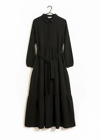 Uzun Siyah Gotik Kadın Elbise - Görsel 2