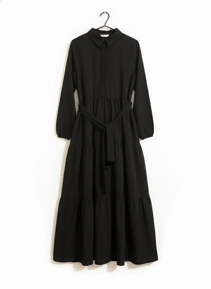 Uzun Siyah Gotik Kadın Elbise - Görsel 2