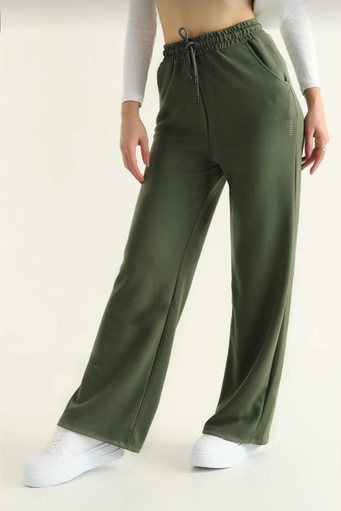 Kadın Haki Renk Salaş Kesim Eşofman Altı - Görsel 3