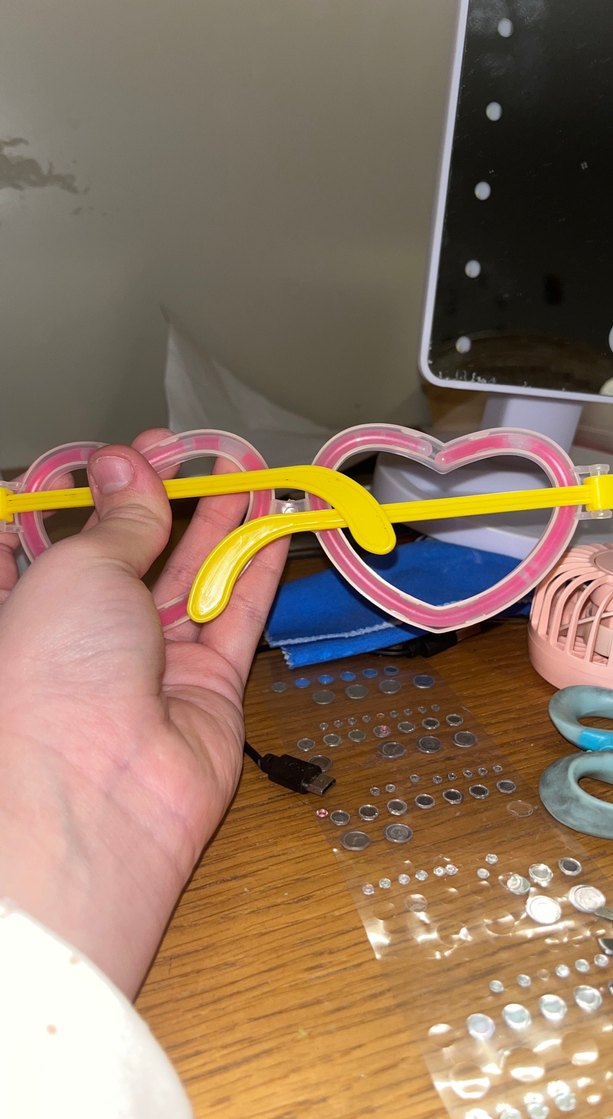 Şeffaf Pembe Kalp Şekilli Retro Gözlük - Görsel 4