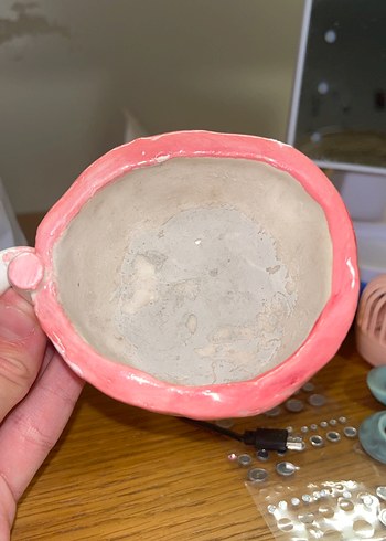 Pembe Kalp Desenli Seramik Kupa - Görsel 3