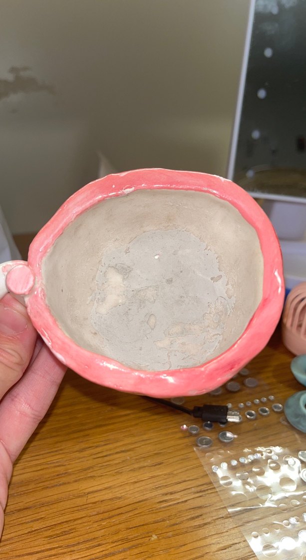 Pembe Kalp Desenli Seramik Kupa - Görsel 3