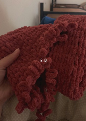 Bordo Örgü Çocuk Battaniyesi - Görsel 2