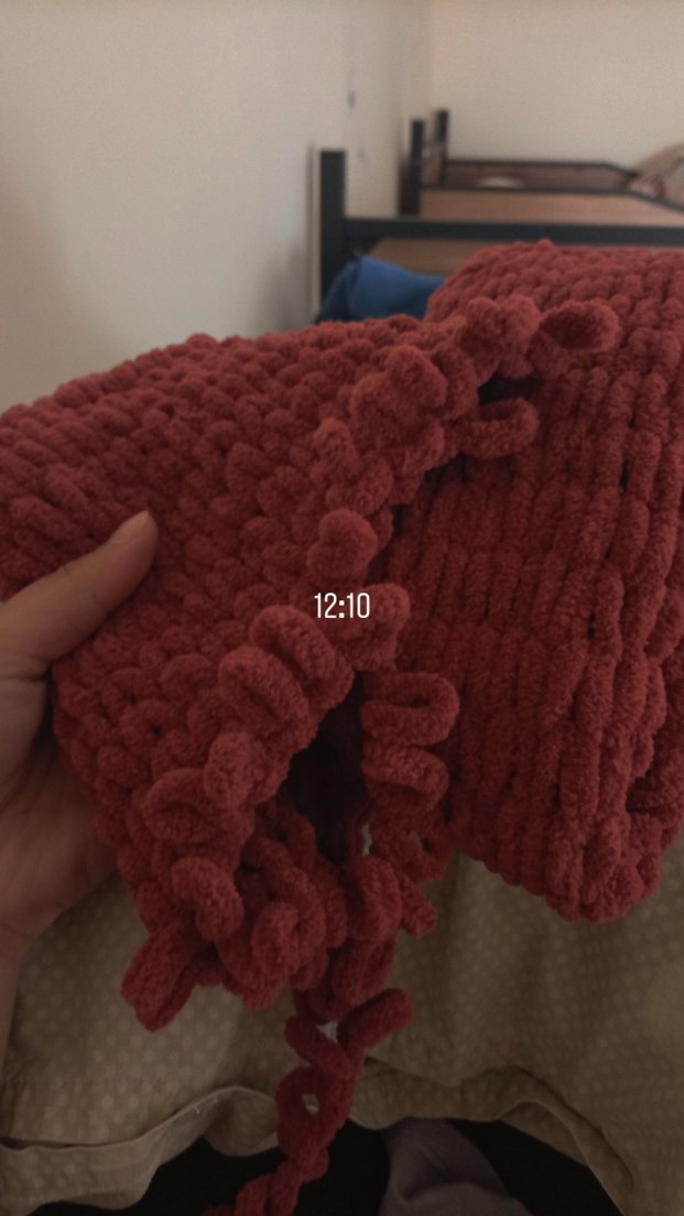 Bordo Örgü Çocuk Battaniyesi - Görsel 2