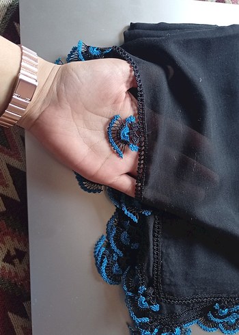 Mavi Drapeli Kadın Şal - Görsel 3