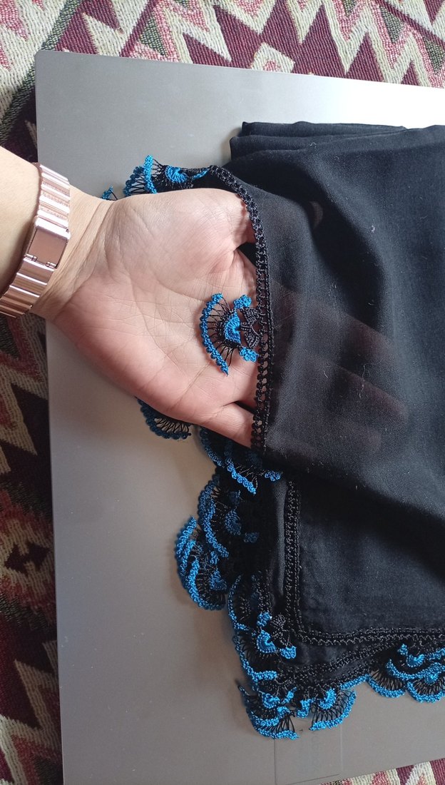 Mavi Drapeli Kadın Şal - Görsel 3