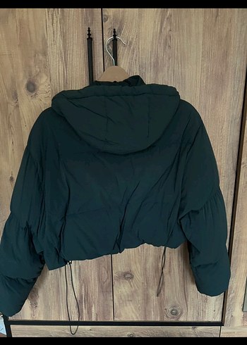 Puflu Siyah Kadın Midi Kış Ceketi - Görsel 4