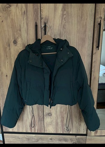 Puflu Siyah Kadın Midi Kış Ceketi - Görsel 3