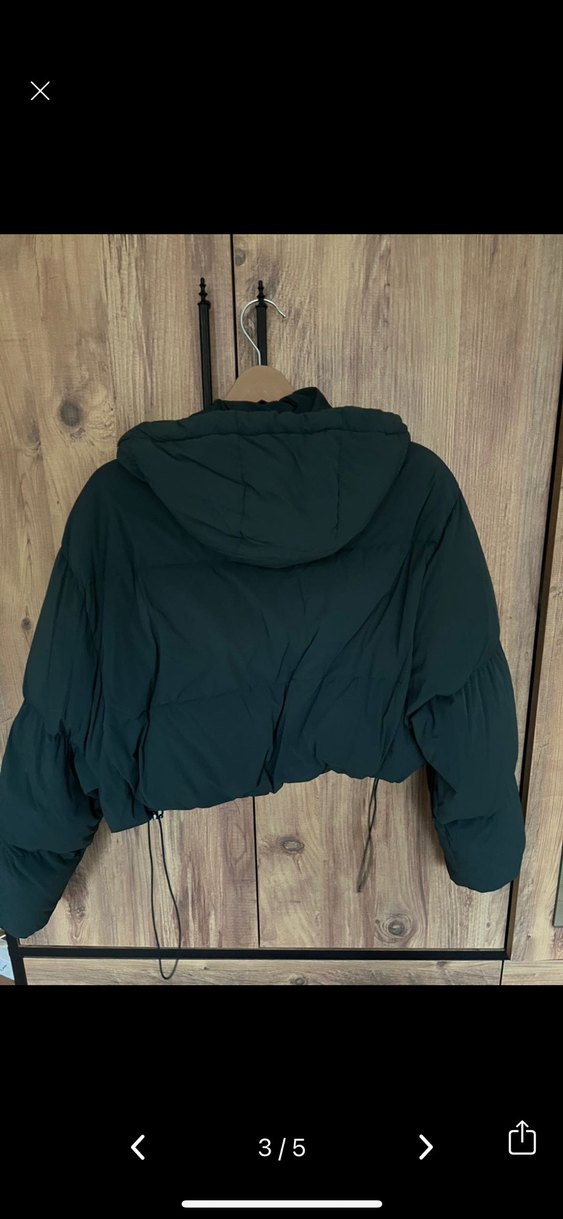 Puflu Siyah Kadın Midi Kış Ceketi - Görsel 4