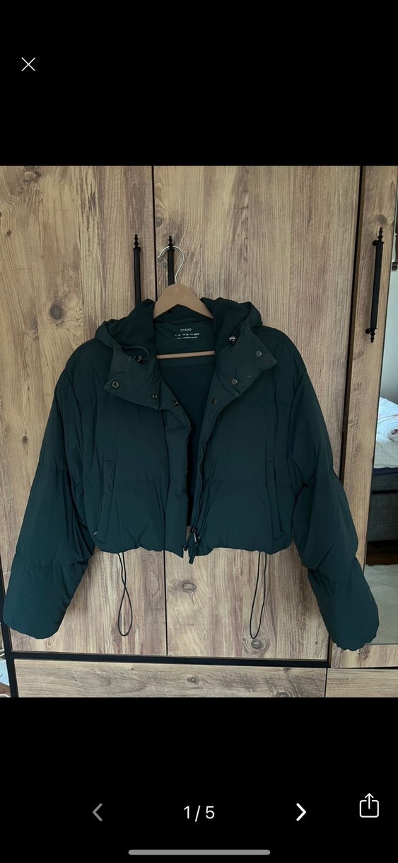 Puflu Siyah Kadın Midi Kış Ceketi - Görsel 3