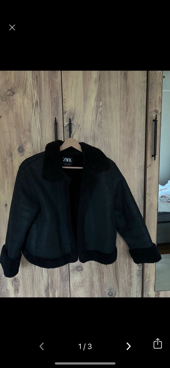 Siyah Kürklü Kadın Ceket - Görsel 3