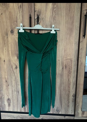 Yeşil Straplez Uzun Abiye Elbise - Görsel 2