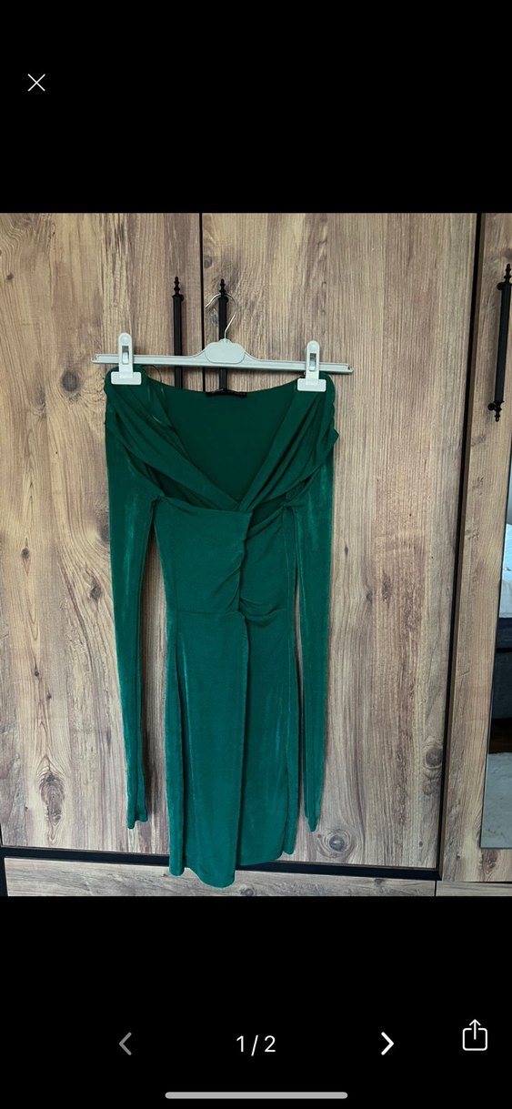 Yeşil Straplez Uzun Abiye Elbise - Görsel 2