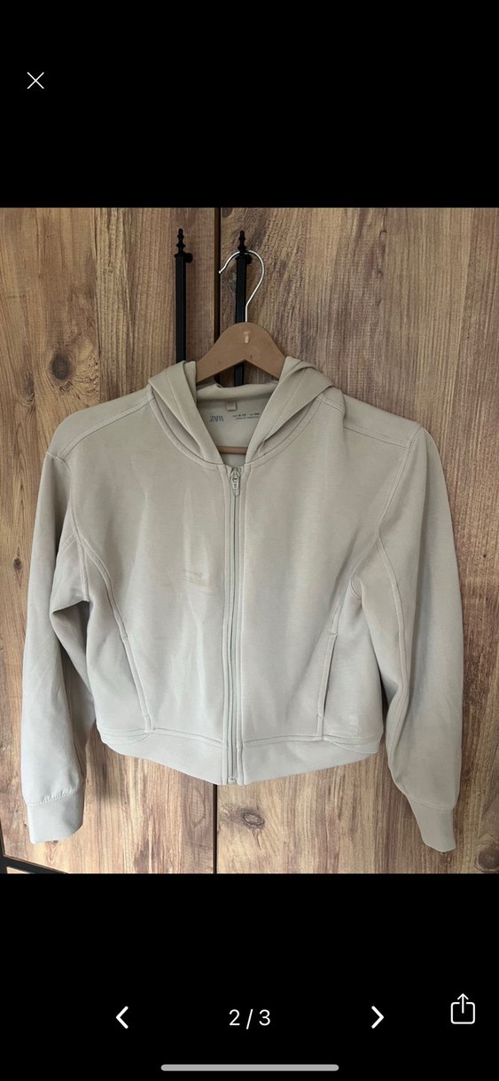 Bej Kapüşonlu Kadın Sweatshirt - Görsel 2