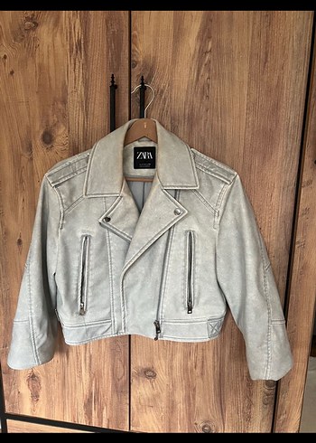 Kadın Gri Deri Kemerli Ceket - Görsel 2