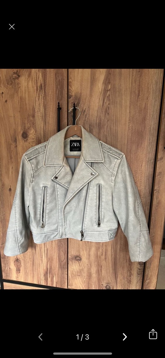 Kadın Gri Deri Kemerli Ceket - Görsel 2