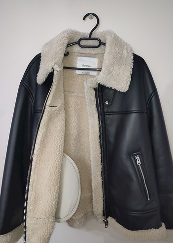 Kürklü Siyah Deri Kadın Ceket - Görsel 2