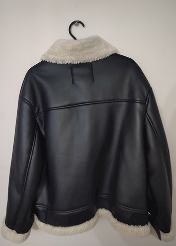 Kürklü Siyah Deri Kadın Ceket - Görsel 3