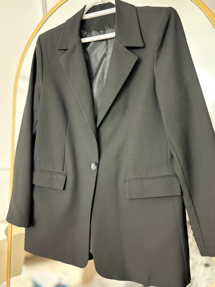 Düğmeli Siyah Kadın Blazer Ceket - Görsel 3