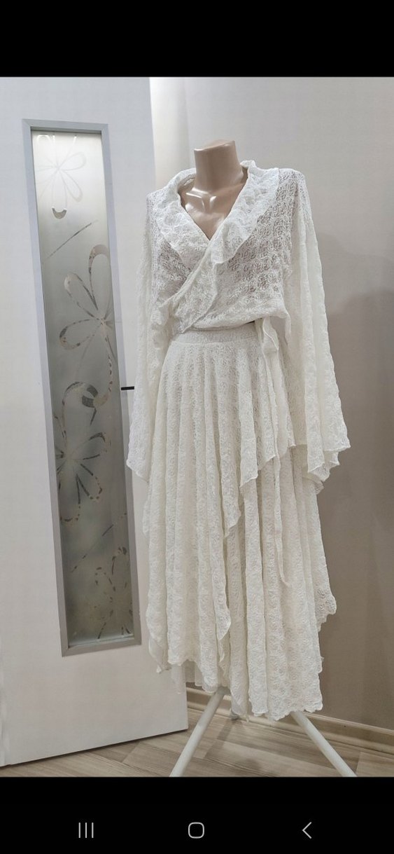 Bohem Beyaz Midi Dantelli üst - Görsel 2