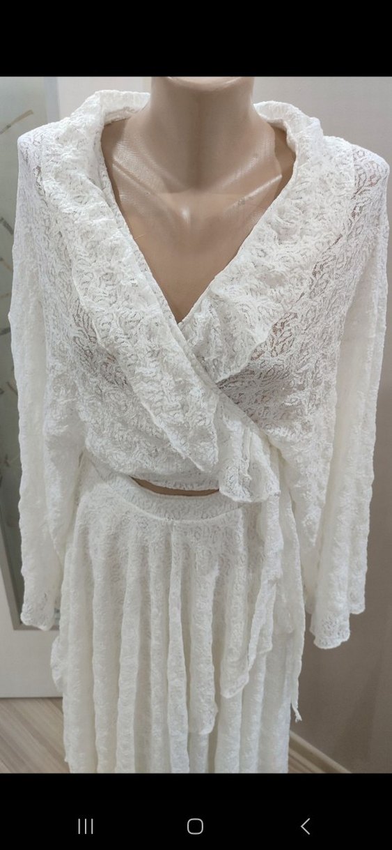 Bohem Beyaz Midi Dantelli üst - Görsel 3