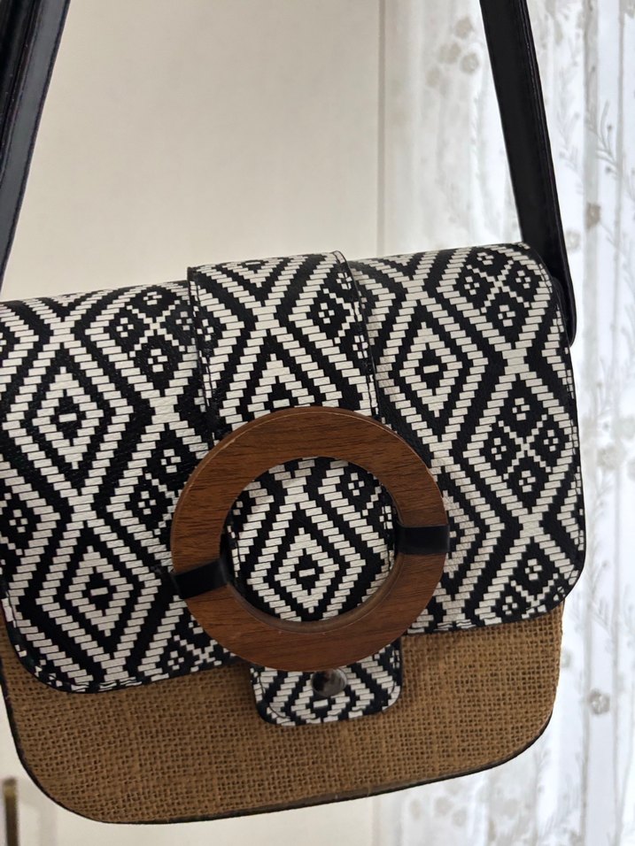 Bohem Tarzı Kahverengi Desenli Kadın Çanta - Görsel 3