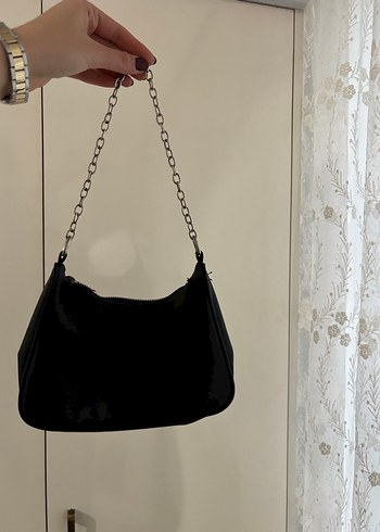 Zincir Detaylı Siyah Deri Kadın Çanta - Görsel 2