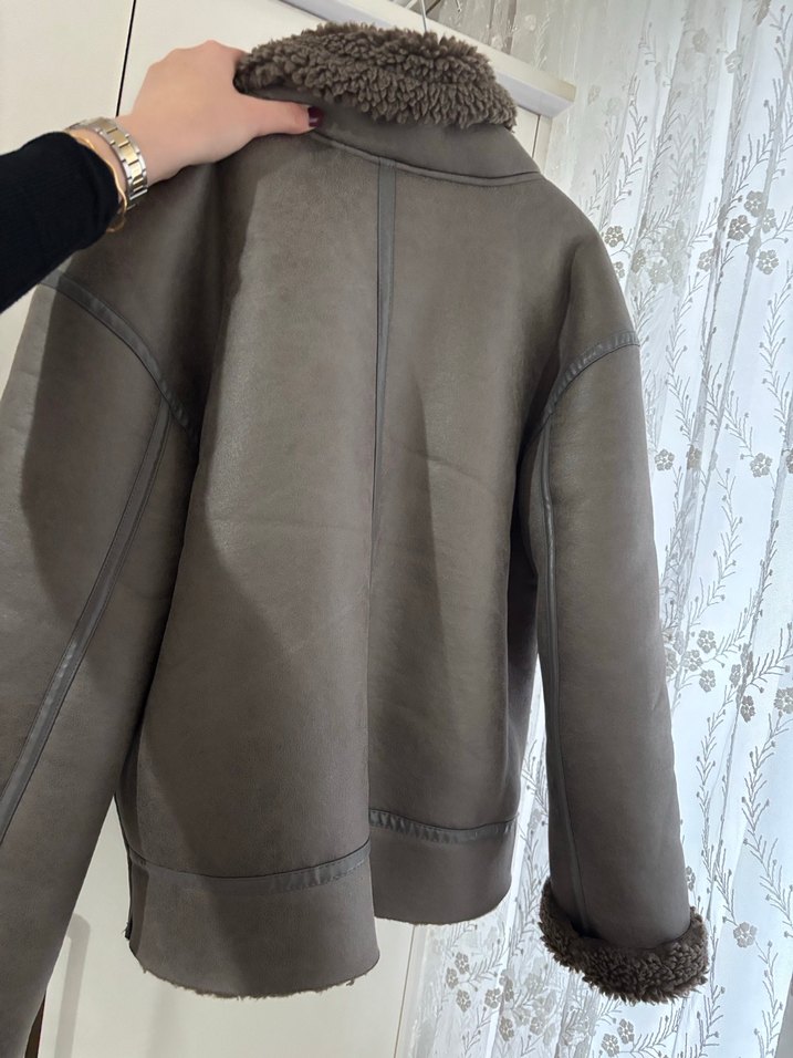 Kürklü Süet Kadın Kışlık Mont - Görsel 3