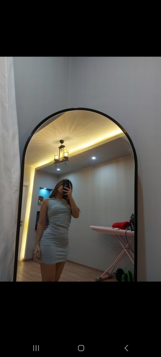 Gri Mini Denim Elbise - Görsel 2