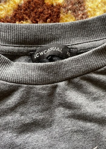 Gri Kadın Baskılı Pamuklu Sweatshirt - Görsel 2