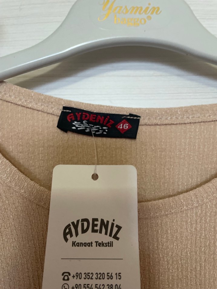 Bej Keten Hamile Bluzu V Yaka - Görsel 2