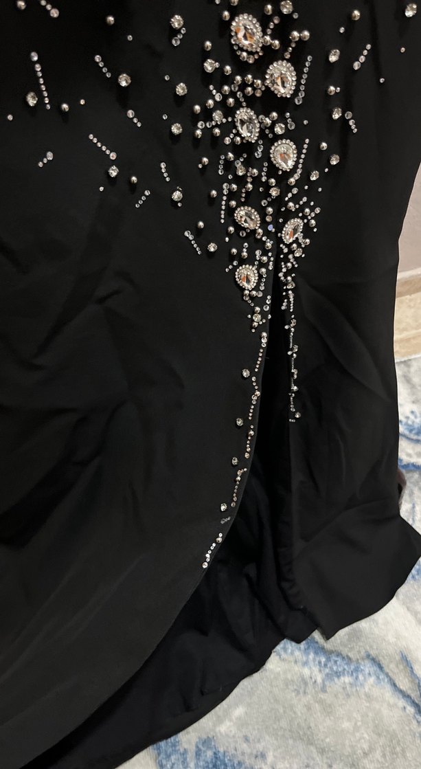 Siyah Payetli Uzun straplez yakalı 38 beden  Kadın Abiye Elbise - Görsel 4