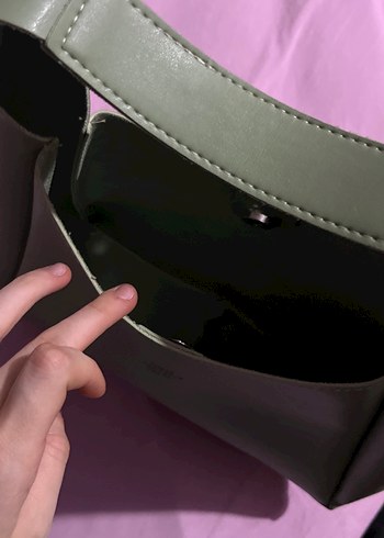 Minimalist Yeşil Deri Kadın Çanta - Görsel 3