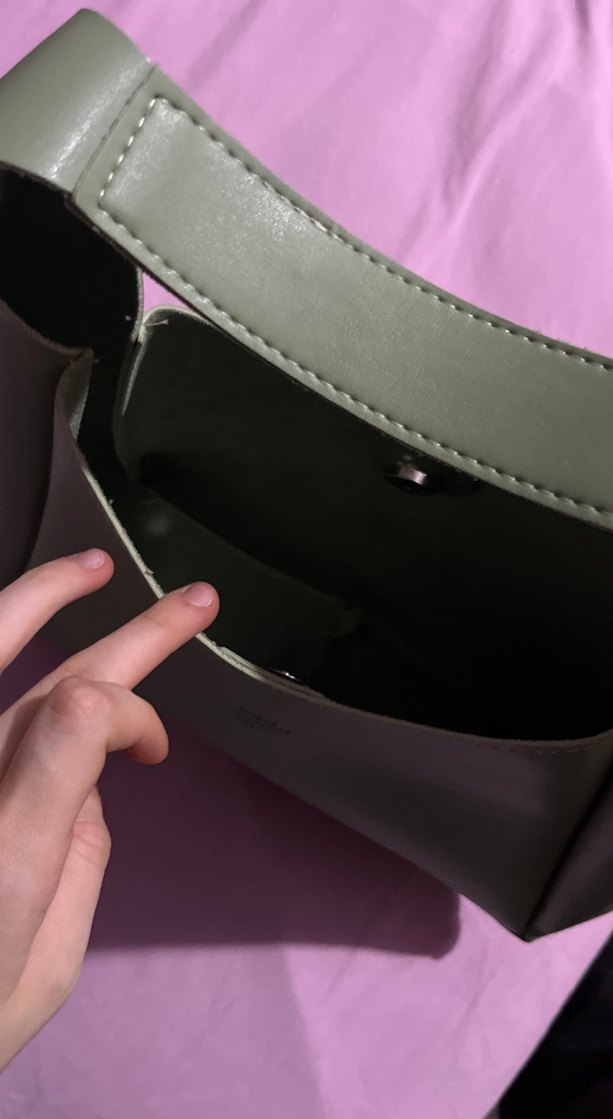 Minimalist Yeşil Deri Kadın Çanta - Görsel 3