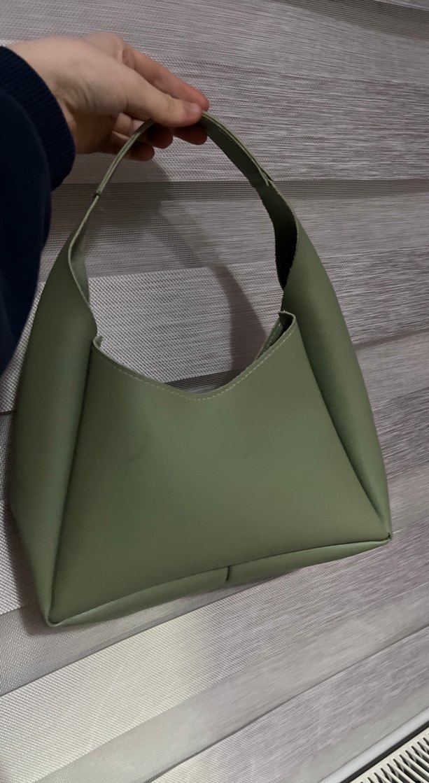 Minimalist Yeşil Deri Kadın Çanta - Görsel 2