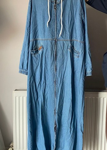 Uzun Kesim Mavi Kadın Denim Ceket - Görsel 2