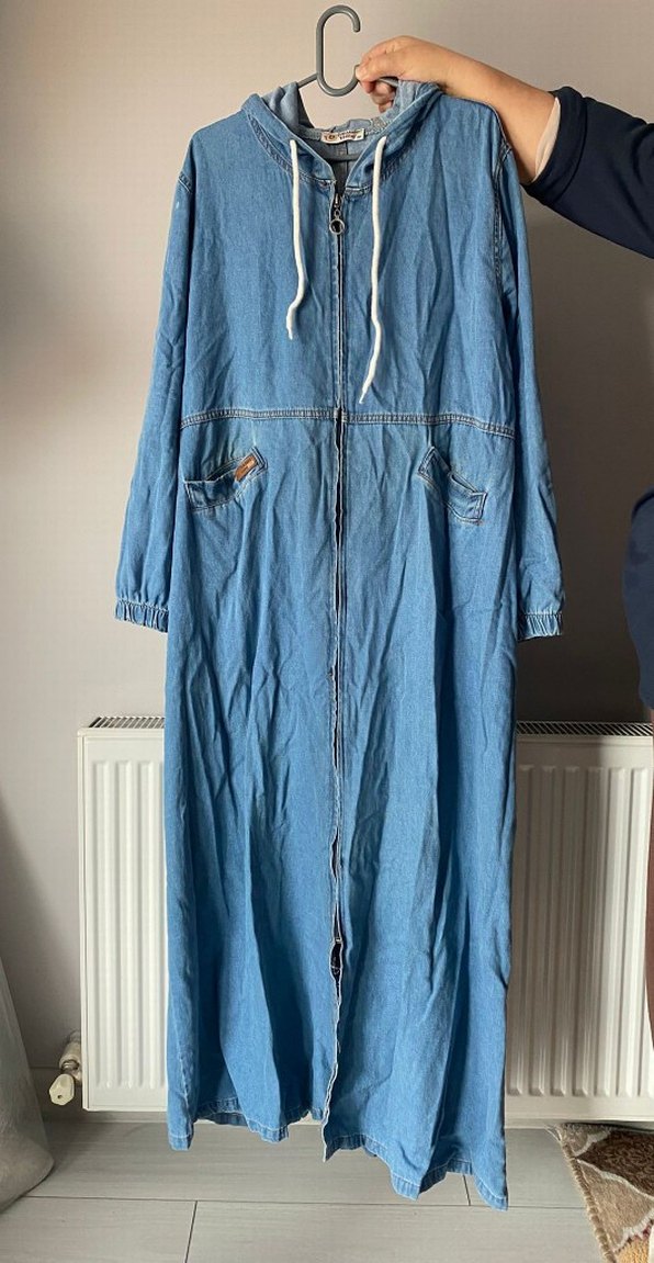 Uzun Kesim Mavi Kadın Denim Ceket - Görsel 2