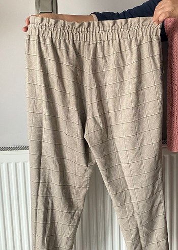 Bej Kadın Keten Rahat Kesim Pantolon - Görsel 2