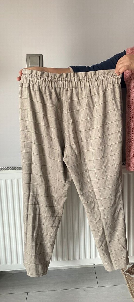 Bej Kadın Keten Rahat Kesim Pantolon - Görsel 2