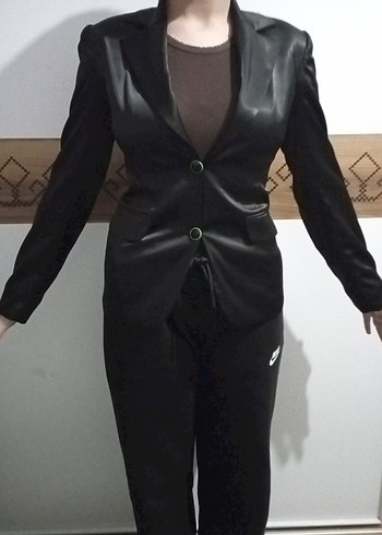 Siyah Uzun Kadın Blazer Ceket - Görsel 3