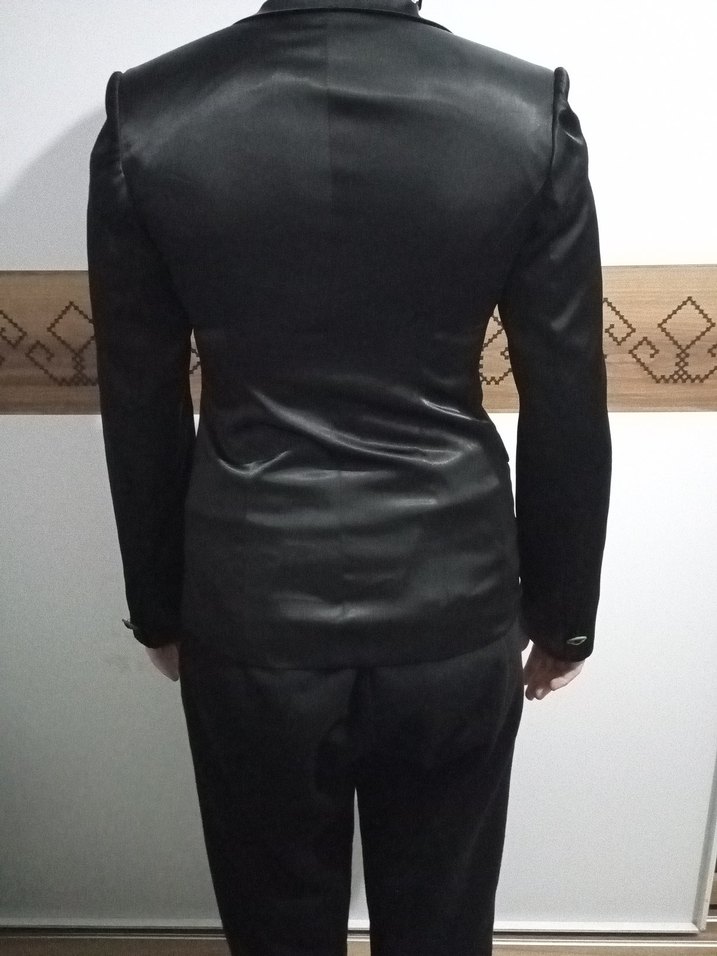 Siyah Uzun Kadın Blazer Ceket - Görsel 2