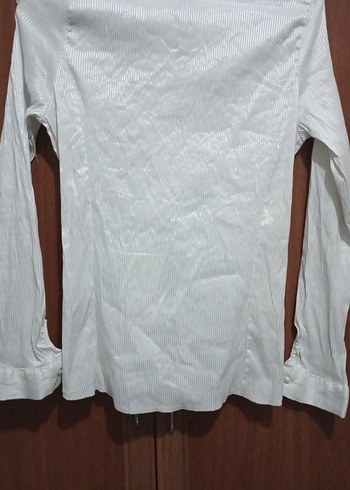 Kadın Beyaz Düğmeli Uzun Kollu Gömlek - Görsel 2