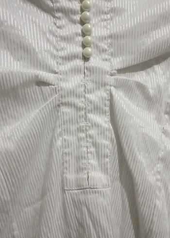 Kadın Beyaz Düğmeli Uzun Kollu Gömlek - Görsel 3