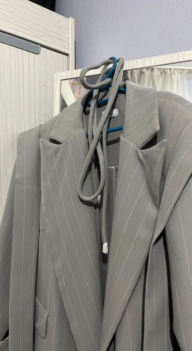 Kadın Gri Midi Ceket Kemerli Sokağa Uygun - Görsel 2