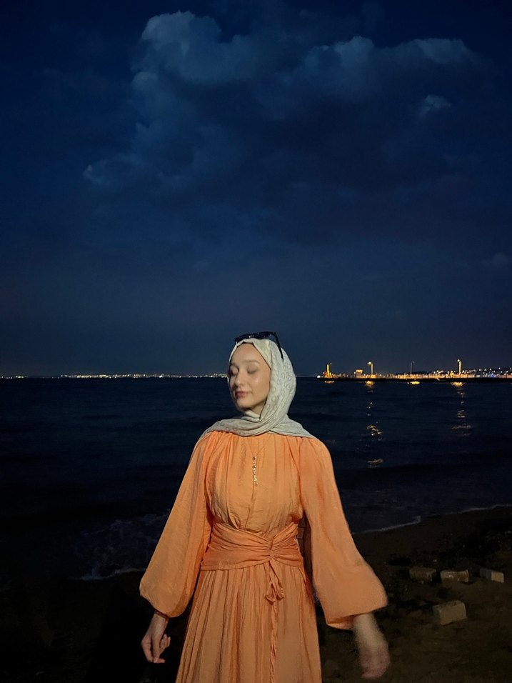 Turuncu Pamuklu Uzun Elbise - Görsel 3