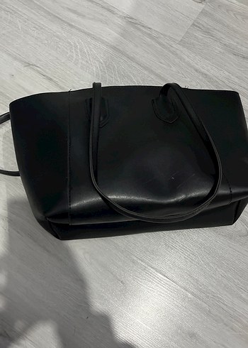 Fermuarlı Siyah Deri Kadın Çanta - Görsel 4