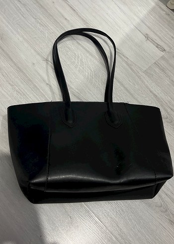 Fermuarlı Siyah Deri Kadın Çanta - Görsel 2